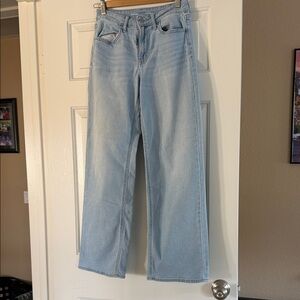 Old Navy Women's Light Blue High Rise Wide Leg jeans